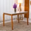 Base Mesa de Jantar Alegra 120x80 Vidro Off Base Madeira - JCM