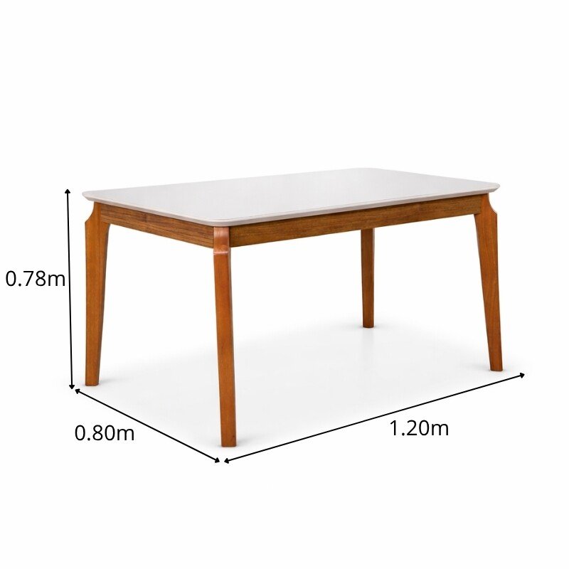 Base Mesa de Jantar Alegra 120x80 Vidro Off Base Madeira - JCM - Imagem 2