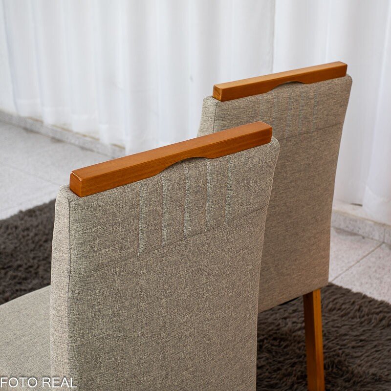 Mesa de Jantar Bali 120x80 Vidro Off Base Madeira + 4 Cadeiras Atlanta Linho Bege Cru Minas Plac - Entregue Montada - Imagem 13