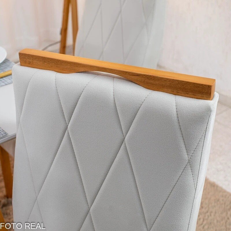 Mesa de Jantar Bali 90x90 Vidro Off Base Minas Plac + 4 Cadeiras Lisboa Veludo Bege 512 Art Assento - Entregue Montada - Imagem 6