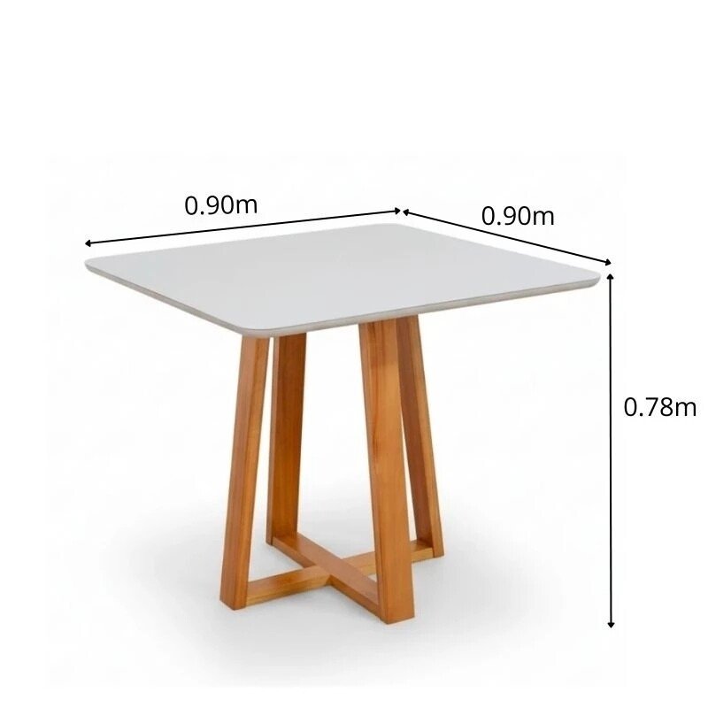 Mesa de Jantar Bali 90x90 Vidro Off Base Minas Plac + 4 Cadeiras Lisboa Veludo Bege 512 Art Assento - Entregue Montada - Imagem 9