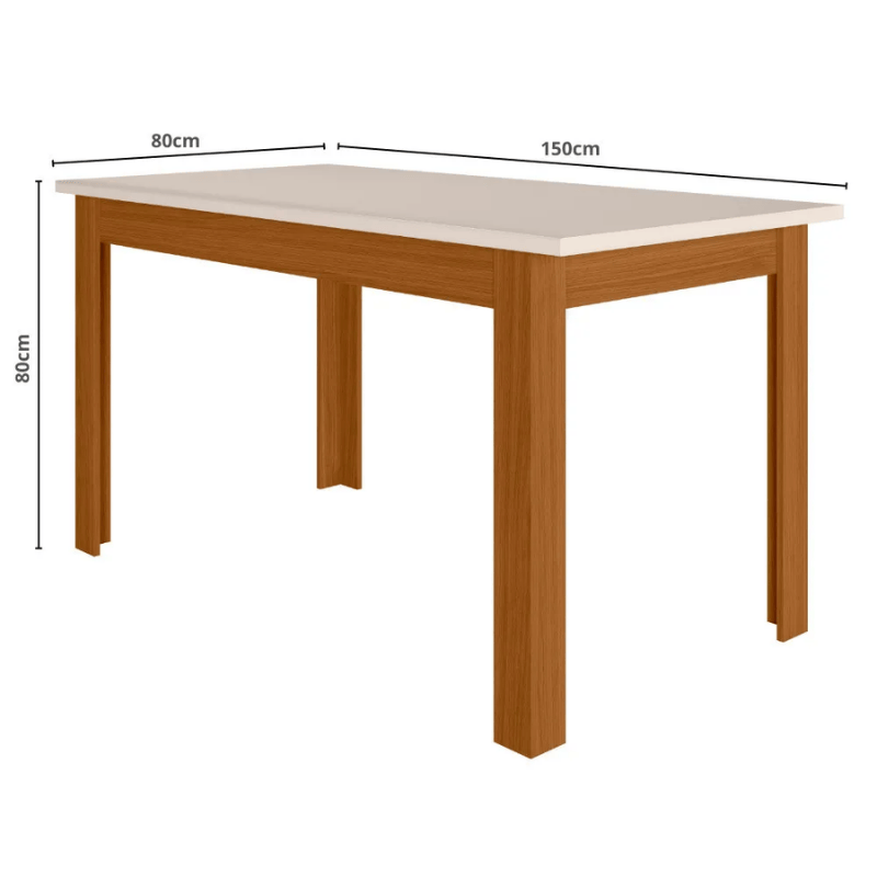 Mesa de Jantar Bellagio 150x80 Freijó UV Tampo Off White + 6 Cadeiras Milano Freijó UV/Savana - Poliman - Imagem 3