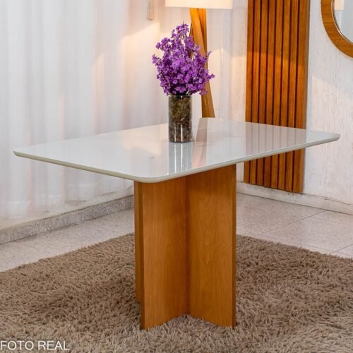 Base Mesa de Jantar Moscou 120x80 Vidro Off Base Cinamomo - Minas Plac