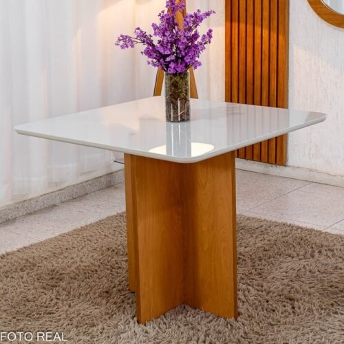 Base Mesa de Jantar Moscou 90x90 Vidro Off Base Cinamomo - Minas Plac