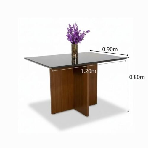 Alternative view of Base Mesa de Jantar Helo 120x90 Vidro Preto Base Mel - Poliman