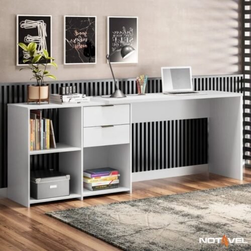 Mesa Office NT 2060 Branco Notável - 2 Opções de Montagem
