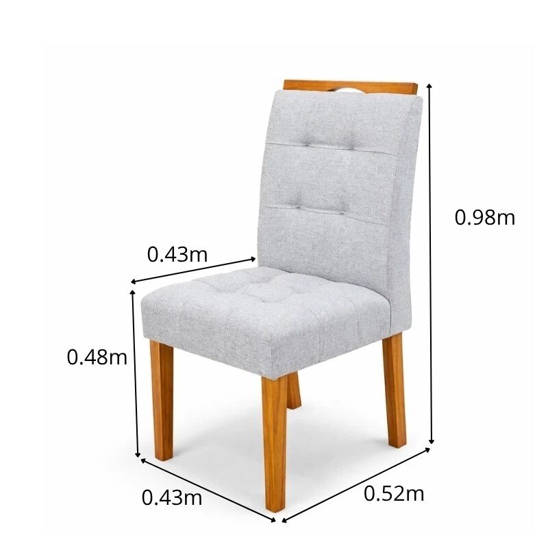 Mesa Tóquio 100x80 Vidro Off Base Madeira + 4 Cadeiras Londres Linho Prata Estrutura Madeira Minas Plac - Entregue Montada - Imagem 9