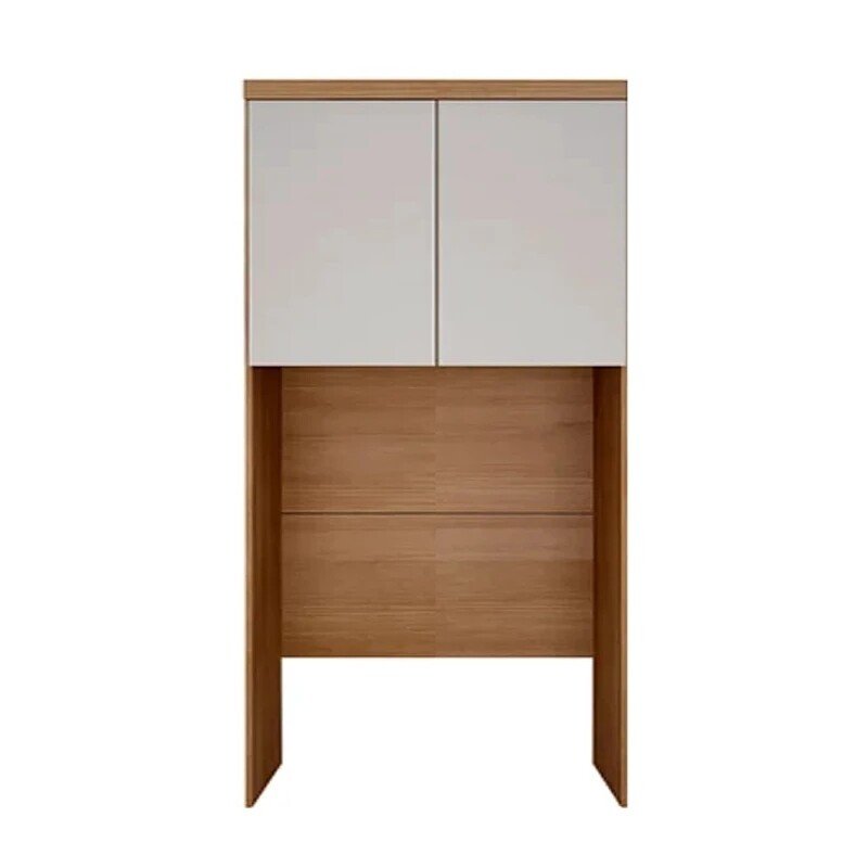 Quarto Modulado Solteiro Rizon Cumaru/Fendi: Guarda-roupa Rizon 4 Portas + Criado Rizon + Rizon Aéreo Solteiro 2 Portas - Novo Horizonte - Imagem 4