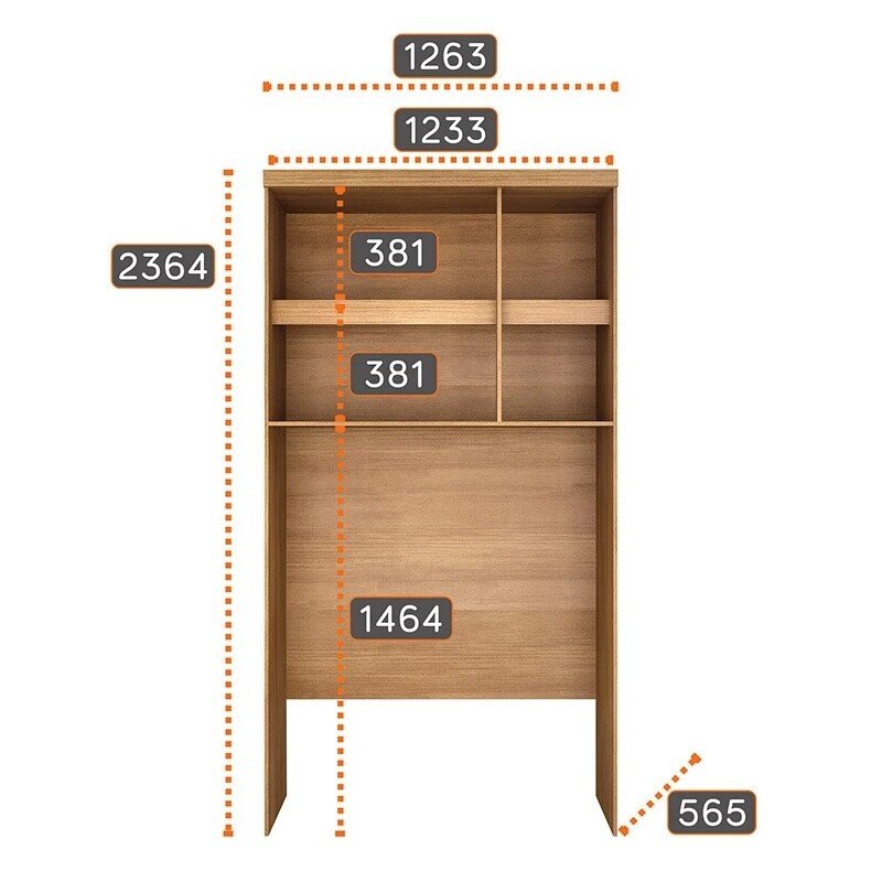 Quarto Modulado Solteiro Rizon Cumaru/Fendi: Guarda-roupa Rizon 4 Portas + Criado Rizon + Rizon Aéreo Solteiro 2 Portas - Novo Horizonte - Imagem 5