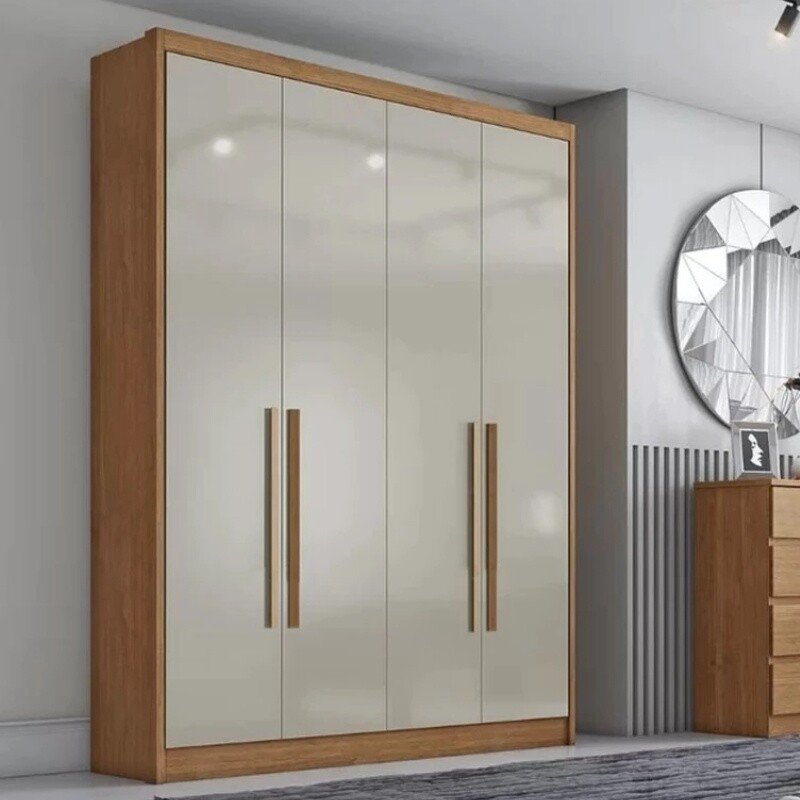 Quarto Modulado Solteiro Rizon Cumaru/Fendi: Guarda-roupa Rizon 4 Portas + Criado Rizon + Rizon Aéreo Solteiro 2 Portas - Novo Horizonte - Imagem 9