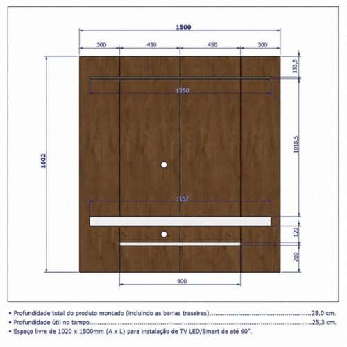 Alternative view of Painel 1,50m Leme Naturalle/Off White com Impressão Ripada 3D para TV até 60" - Bechara