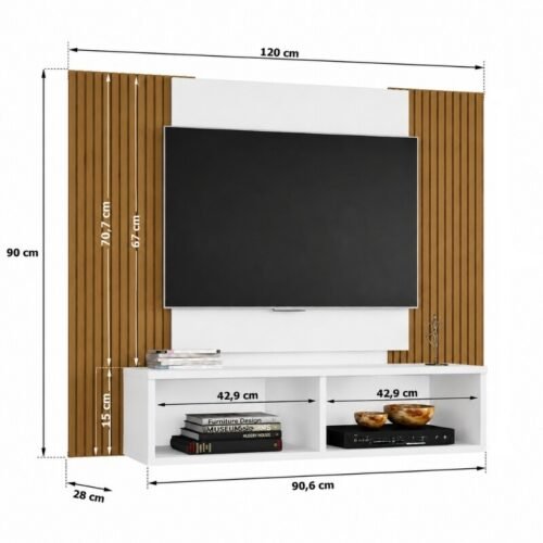 Alternative view of Painel 1,20m Navi Branco com Detalhe Ripado para TV até 47" - Bechara