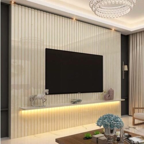 Painel 2,30m Nobre Off com Detalhe Ripado e LED 100% MDF para TV até 85" - Gelius