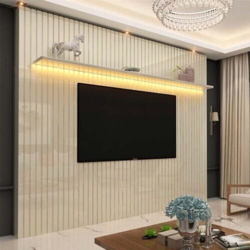 Alternative view of Painel 2,30m Nobre Off com Detalhe Ripado e LED 100% MDF para TV até 85" - Gelius