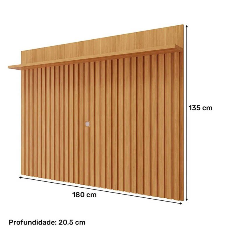 Bancada 1.85m Moema Off/Cinamomo + Painel 1,80m Trend Ripado Cinamomo 100% MDF - Permóbili - Imagem 5