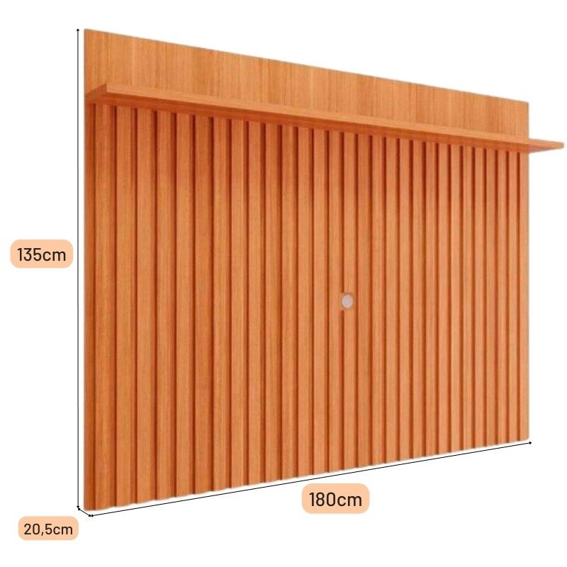 Painel 1,80m Speed Trend Cinamomo com Detalhe Ripado 100% MDF para TV até 70" - Permóbili - Imagem 3