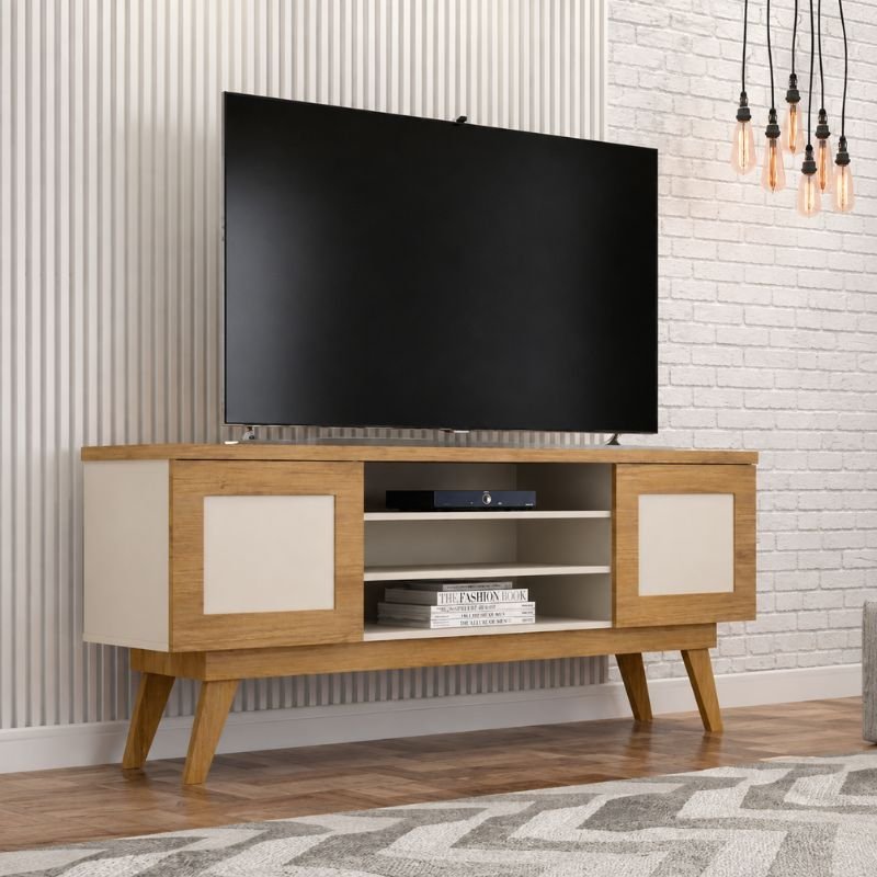 Rack 1,60m Detroit Cinamomo/Off para TV até 65" Valdemóveis