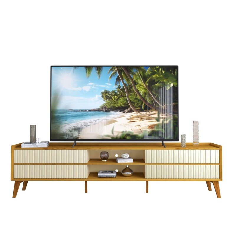 Rack 2,12m Magnífico 212 Nature/Off com Detalhe Ripado para TV até 85" - Gelius - Imagem 4