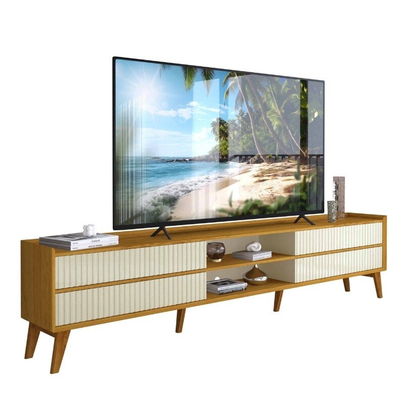 Rack 2,12m Magnífico 212 Nature/Off com Detalhe Ripado para TV até 85" - Gelius - Imagem 6