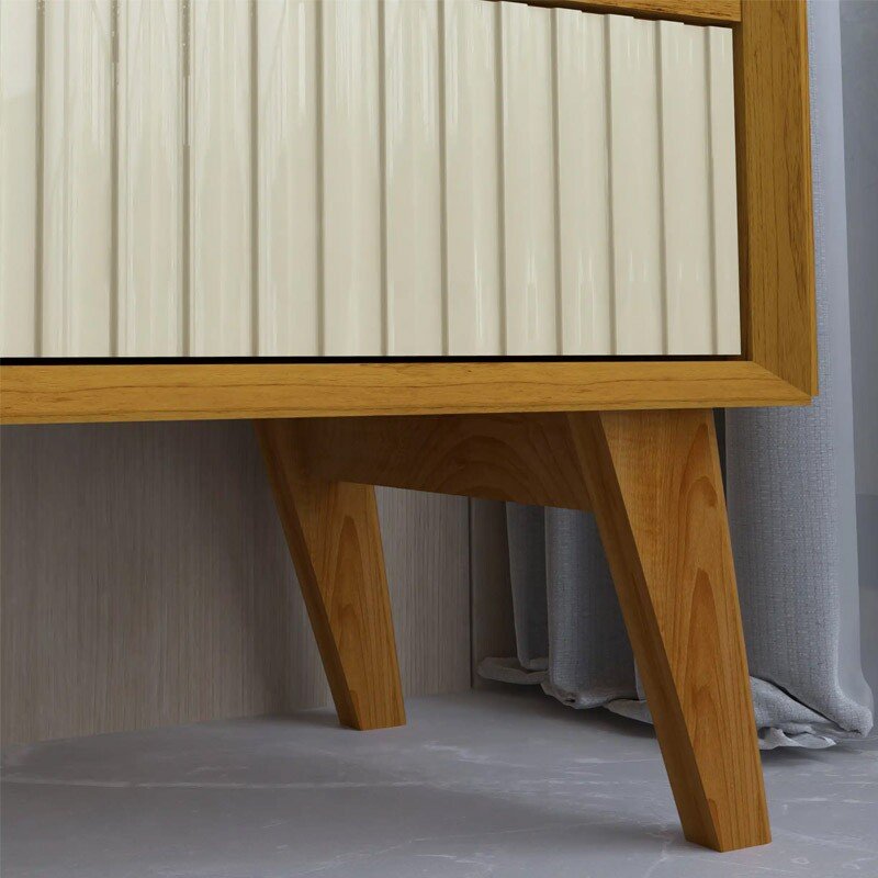 Rack Magnífico 212 Larg. 2.18m + Painel Magnífico 220 Nature/Off C/LED e Detalhe Ripado para TV até 85" - Gelius - Imagem 4