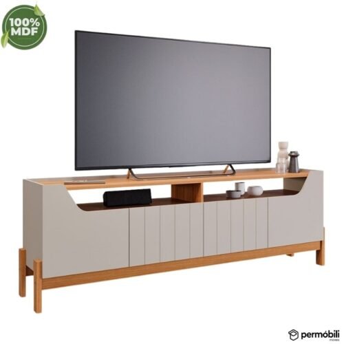 Rack Bancada 1,85m Moema Off/Cinamomo 100% MDF para TV até 70" - Permóbili