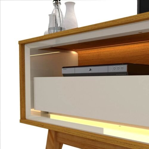 Alternative view of Rack 2,12m Requinte Naturale/Off com LED 100% MDF para TV até 75" - Gelius