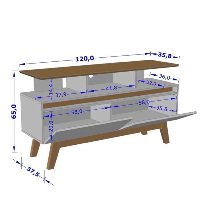 Rack Bancada 1,20m Rubi Cinamomo/Off para TV até 50" - Bechara - Imagem 3
