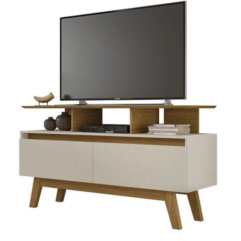 Rack Bancada 1,20m Rubi Cinamomo/Off para TV até 50" - Bechara - Imagem 4