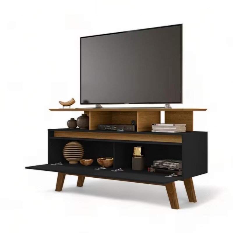 Rack Bancada 1,20m Rubi Cinamomo/Preto para TV até 50" - Bechara - Imagem 2