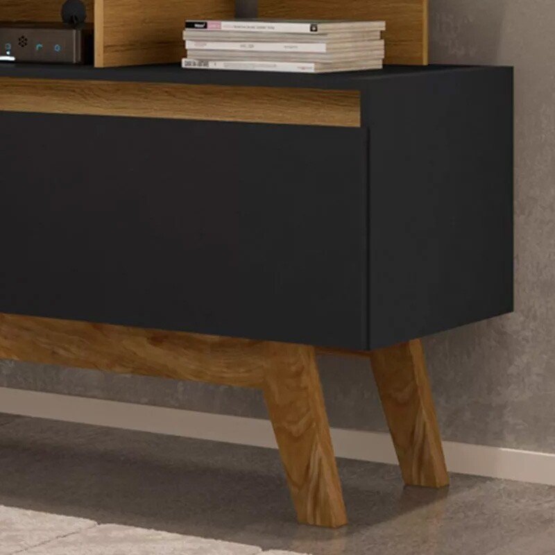 Rack Bancada 1,20m Rubi Cinamomo/Preto para TV até 50" - Bechara - Imagem 4