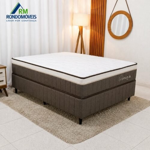 Colchão Casal Molas Ensacadas Pocket Premium Plus Rondomóveis + Base Box Casal Rondopremium Rondomóveis - 138x188x70