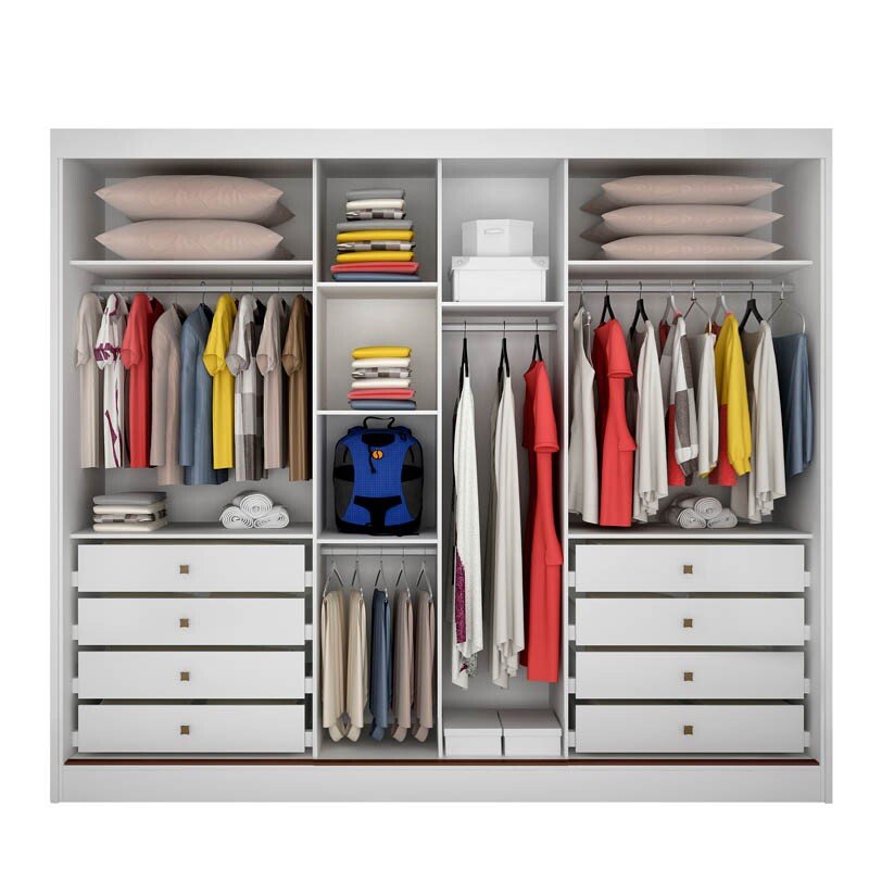 Guarda-roupa Casal Diamond Plus Neve Fosco 3 Portas 8 Gavetas C/ 1 Espelho 100% MDF Larg. 2.41m - Novo Horizonte - Imagem 2