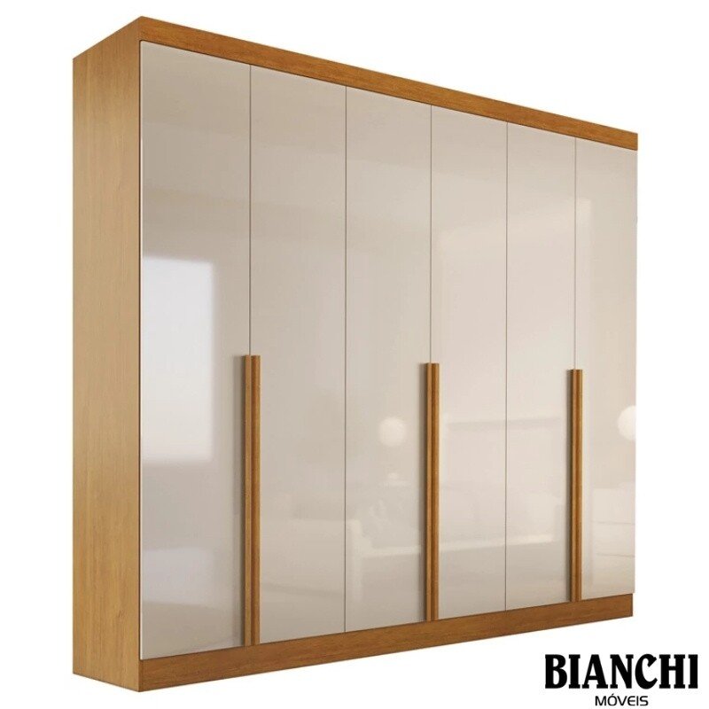 Guarda-roupa Casal 2,68m Alvorada Nature/Off 6 Portas 6 Gavetas 100% MDF - Bianchi