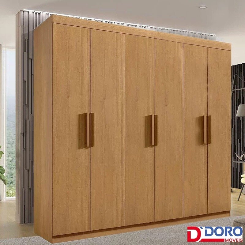 Guarda-roupa Casal 2,05m Colibri Cinamomo 6 Portas 6 Gavetas - D Doro