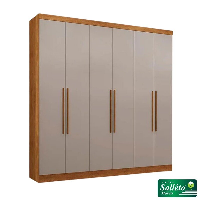 Guarda-roupa Casal 2,20m Coliseu Cinamomo/Off 6 Portas 4 Gavetas - Sallêto