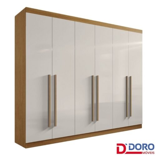 Guarda-roupa Casal 2,75m Da Vinci Plus Cinamomo/Off 6 Portas 6 Gavetas 100% MDF - D Doro