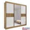 Guarda-roupa Casal 2,73m Los Angeles Cinamomo/Off Ripado 3 Portas 6 Gavetas 100% MDF com 1 Espelho Portas Flex - D Doro
