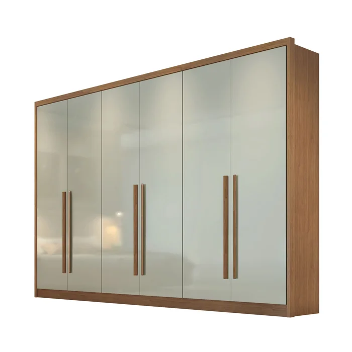 Guarda-roupa Casal 2,76m Robust Plus Cumaru/Fendi Fosco 6 Portas 8 Gavetas 100% MDF - Novo Horizonte