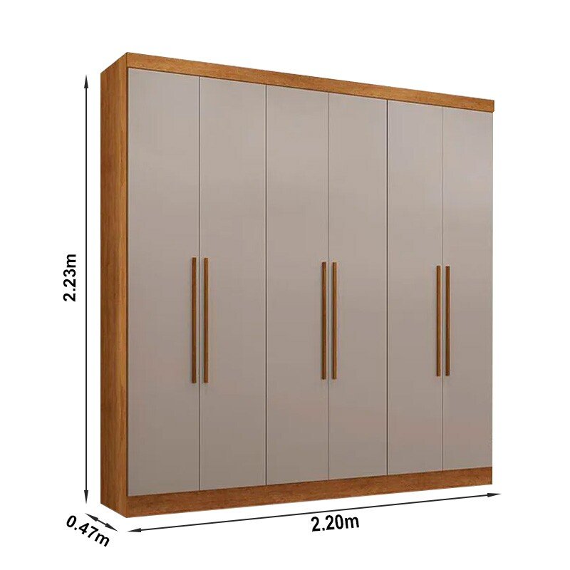 Guarda-roupa Casal 2,20m Coliseu Cinamomo/Off 6 Portas 4 Gavetas - Sallêto - Imagem 3