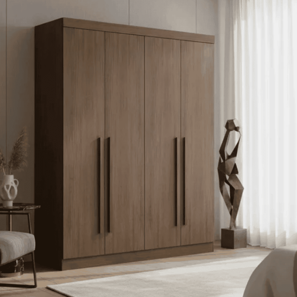 Guarda-roupa Casal 1,85m Da Vinci Plus Castanho 4 Portas 3 Gavetas 100% MDF - D Doro