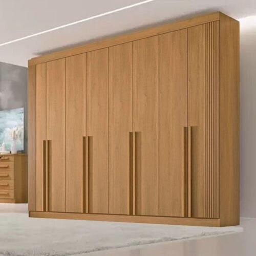 Guarda-roupa Casal 2,75m Daymond Cinamomo Ripado 8 Portas 8 Gavetas 100% MDF - D Doro