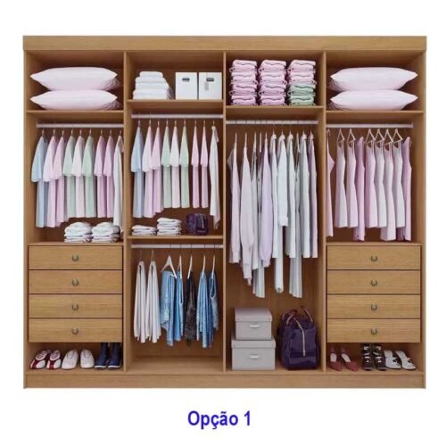 Alternative view of Guarda-roupa Casal 2,75m Daymond Cinamomo Ripado 8 Portas 8 Gavetas 100% MDF - D Doro