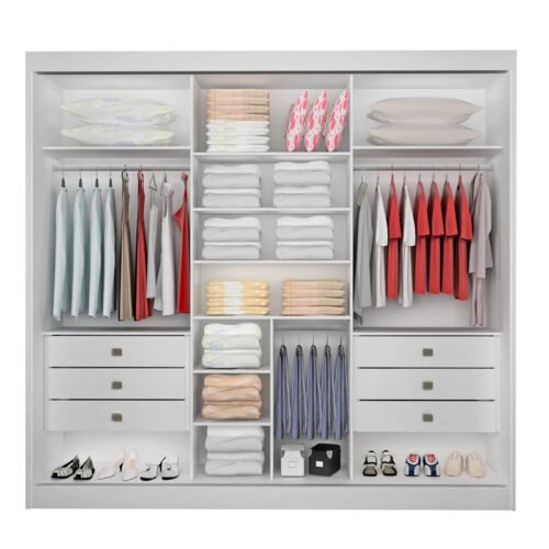 Alternative view of Guarda-roupa Casal 2,73m Los Angeles Branco Ripado 3 Portas 6 Gavetas 100% MDF - D Doro