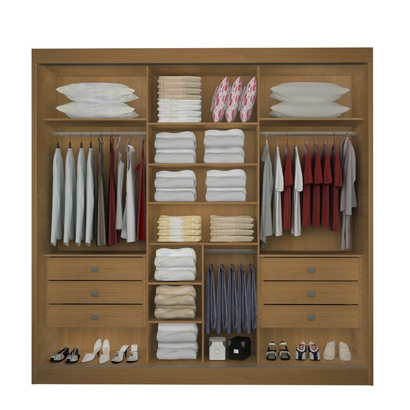 Guarda-roupa Casal 2,73m Los Angeles Cinamomo/Off Ripado 3 Portas 6 Gavetas 100% MDF com 1 Espelho Portas Flex - D Doro - Imagem 2