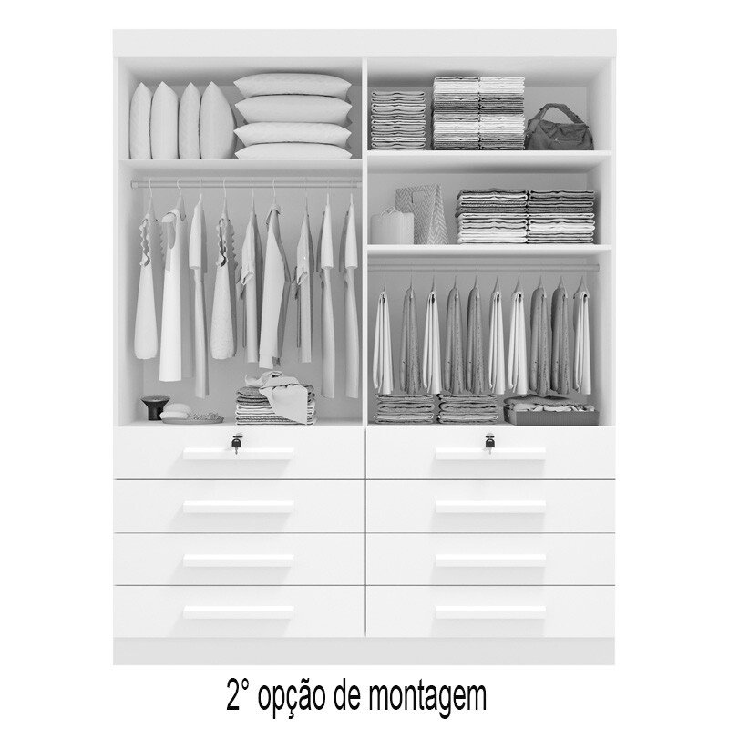 Guarda-roupa Solteiro 1,60m Mônaco Plus Cinamomo/Off 4 Portas 8 Gavetas 100% MDF - D Doro - Imagem 3