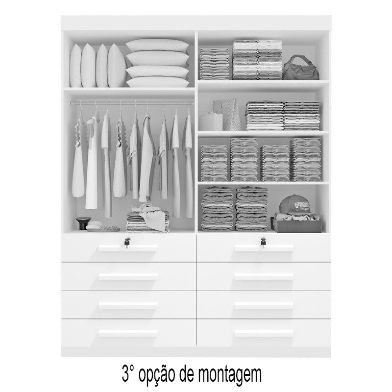 Guarda-roupa Solteiro 1,60m Mônaco Plus Cinamomo/Off 4 Portas 8 Gavetas 100% MDF - D Doro - Imagem 4