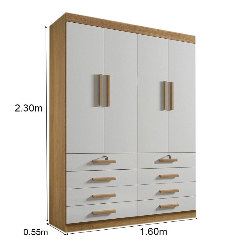 Guarda-roupa Solteiro 1,60m Mônaco Plus Cinamomo/Off 4 Portas 8 Gavetas 100% MDF - D Doro - Imagem 5