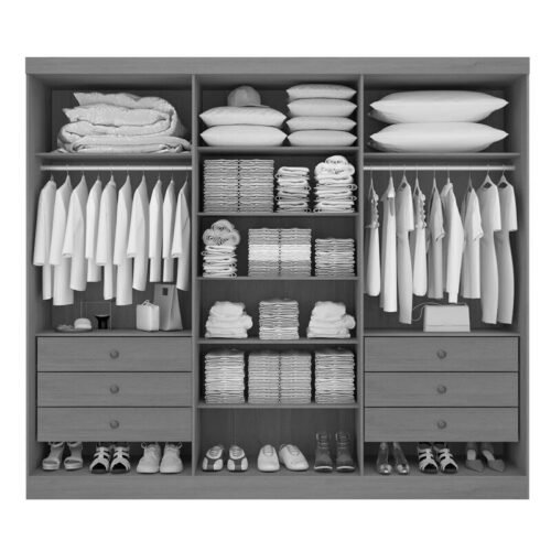 Alternative view of Guarda-roupa Casal 2,32m Monte Carlo Castanho/Off 6 Portas 6 Gavetas 100% MDF - D Doro