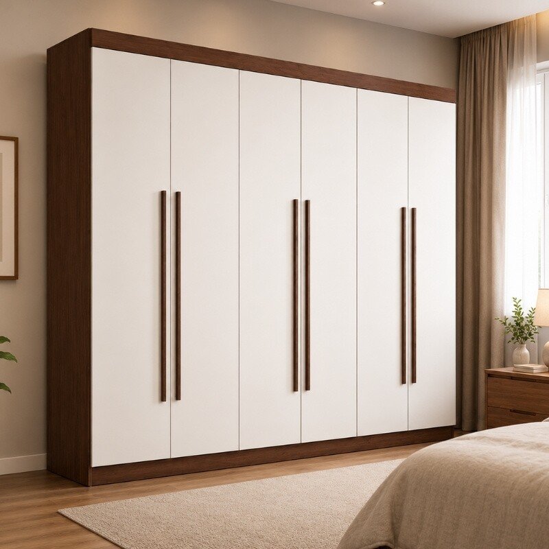 Guarda-roupa Casal 2,32m Monte Carlo Castanho/Off 6 Portas 6 Gavetas 100% MDF - D Doro - Imagem 3