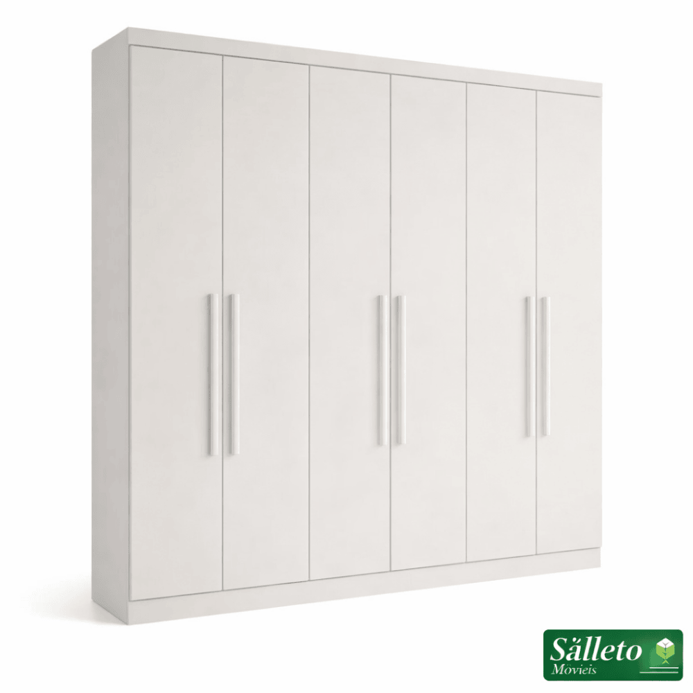 Guarda-roupa 1,80m Recife Branco 6 Portas 2 Gavetas - Sallêto